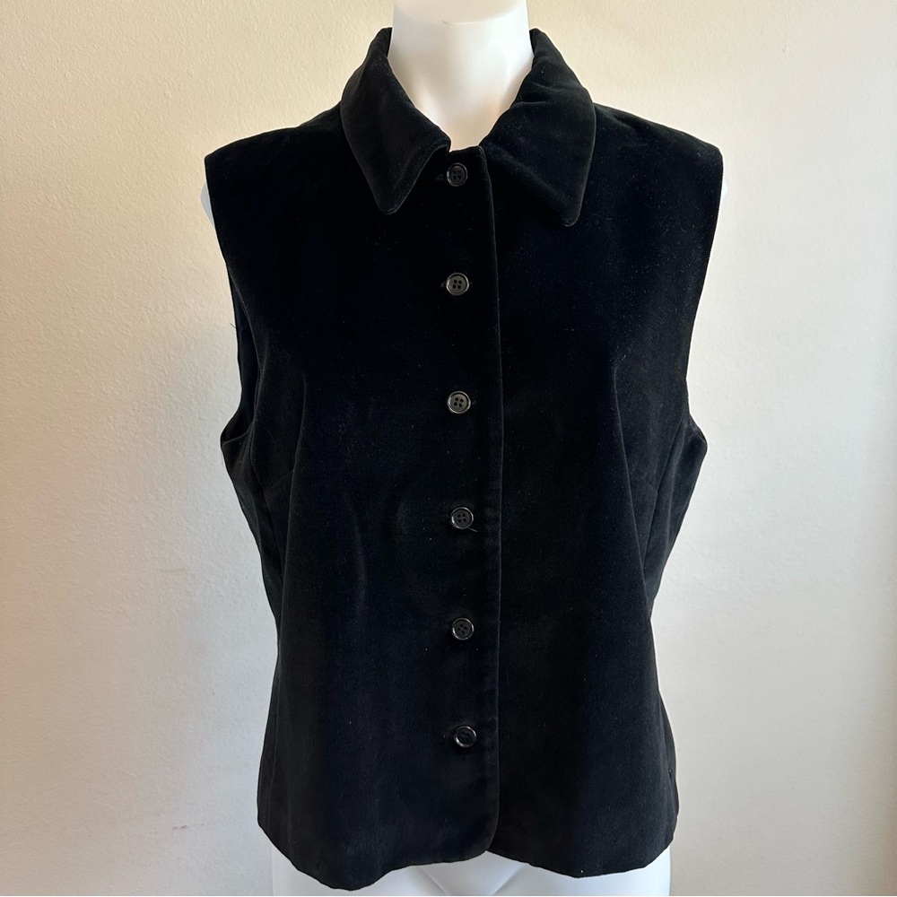 Vintage Pendleton Black Velvet Button-Front Vest Size 8 Made in USA